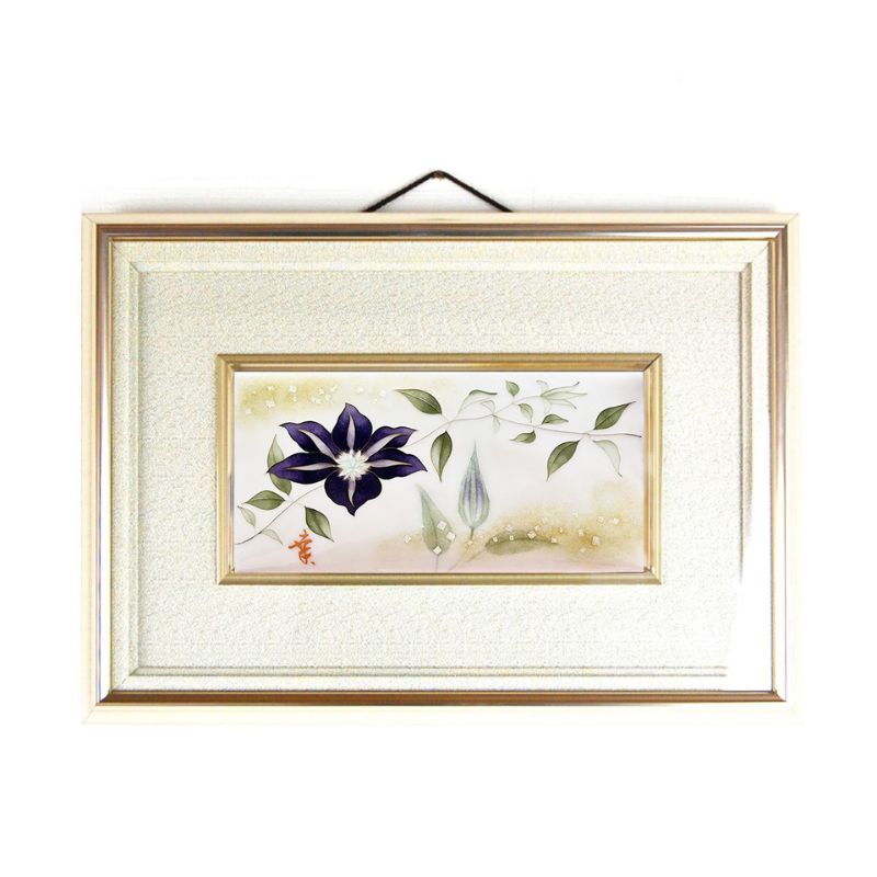【ふるさと納税】七宝額絵《クレマチス》 七宝焼 七宝 伝統工芸 工芸 鉄線 花 インテリア 絵 額絵 作家 職人 贈り物 プレゼント 送料無料 田村七宝工芸 愛知県 あま市 絵画 額装 装飾品 工芸品 伝統 しっぽうやき 焼き物 受注生産 職人技 鉄線 クレマチス