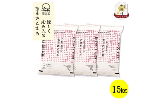 ＜毎月定期便＞秋田県産あきたこまち無洗米15kg(5kg×3)全12回【4072899】
