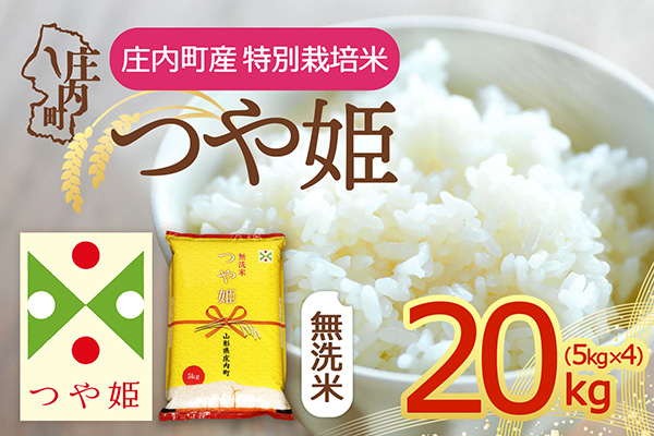 【令和8年産】庄内町産 特別栽培米 つや姫 無洗米 20kg 5kg×4袋 余目産 余目町農協 あまるめ ブランド米 米 国産 単一原料米 山形 庄内平野 庄内 20kg（5kg×4袋）