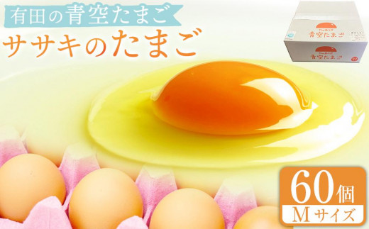 
                  有田の青空たまご ササキのたまご Mサイズ 60個入
                