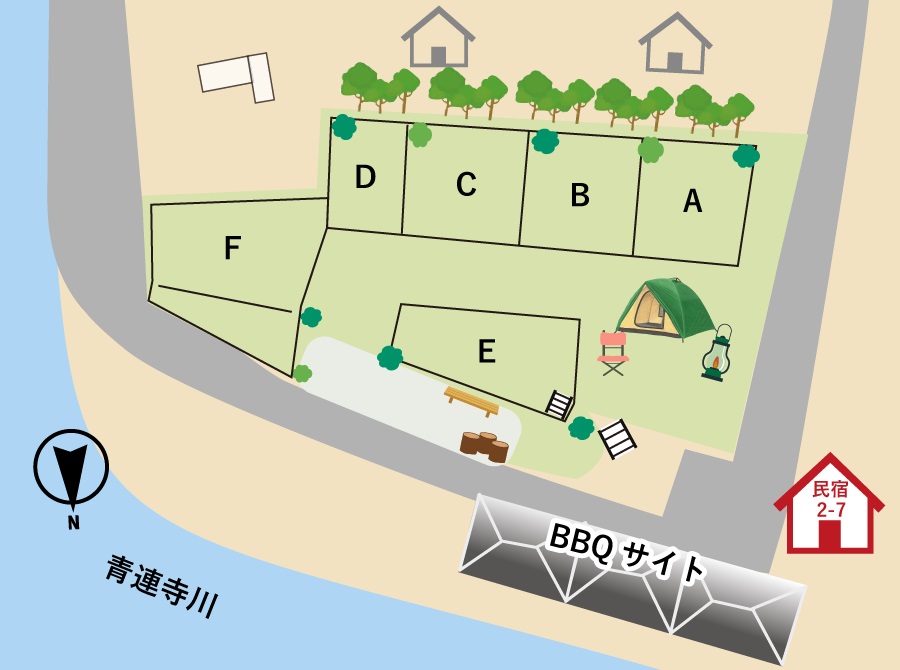 リバーサイドでソロキャンプ 民宿2・7テントサイト1エリアソロキャンプご利用宿泊券 /// キャンプ テントサイト ソロキャンプ