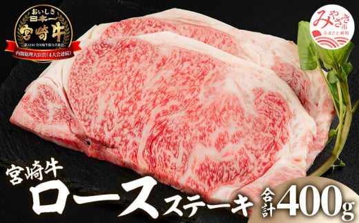 宮崎牛 ロースステーキ 200g×2枚 計400g【牛肉 牛肉ステーキ 国産 和牛 国産牛】_M132-044