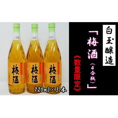 ふるさと納税 錦江町 白玉醸造「梅酒(4合瓶)」3本セット(No.1172-3)