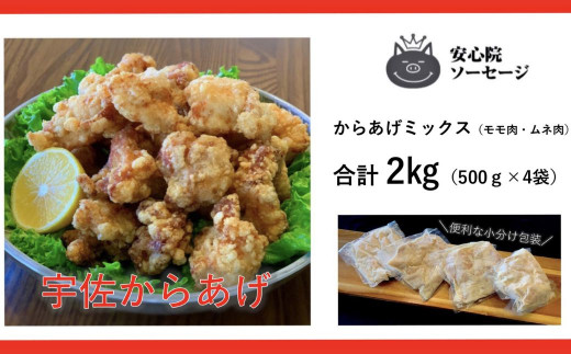 
B-710 カリッとジューシー宇佐から揚げセット 500g×4P 合計2kg から揚げミックス からあげ 本格からあげ おかず 揚げるだけ 冷凍 惣菜
