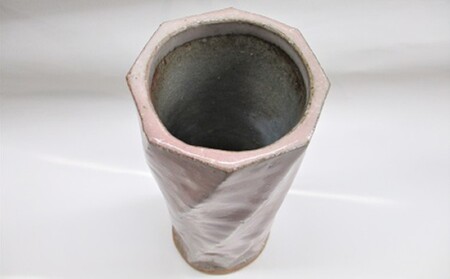 【352047000030】萩焼 8代佳炎作　白萩刃刻花入