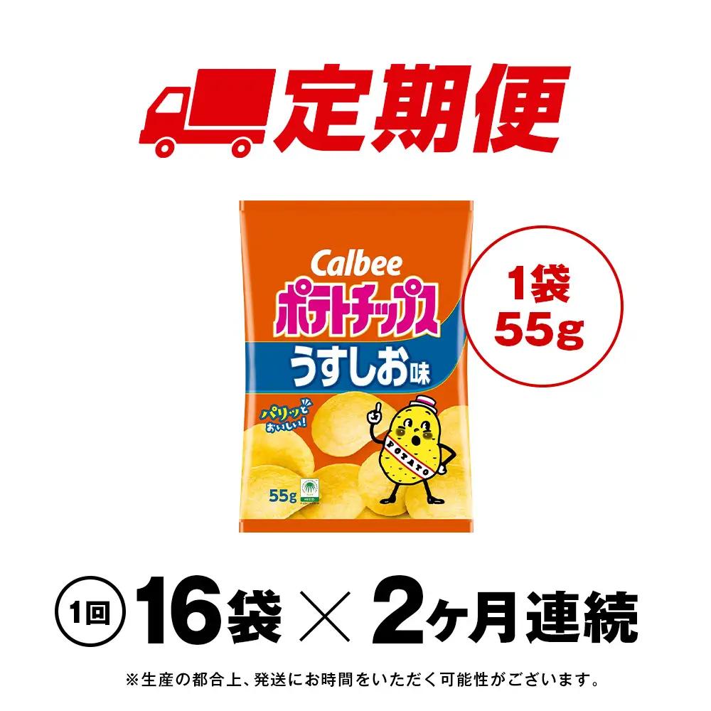 【定期便2カ月】カルビーポテトチップス＜うすしお＞16袋入×1箱《千歳工場製造》
