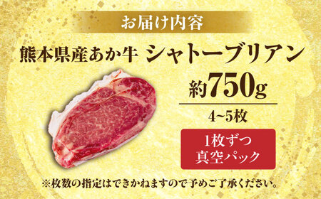 熊本 あか牛 ヒレ肉 希少部位 シャトーブリアン 約750g (約150g×5枚) 【合同会社 たべたせいか】[AYCB050]