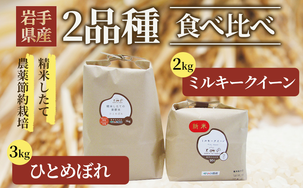 
            【令和6年産 新米 】食べ比べセットI（ ひとめぼれ 3kg と ミルキークイーン 2kg ）
          