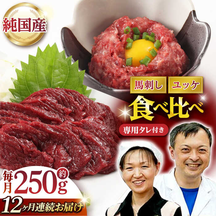 【ふるさと納税】【12回定期便】 【純国産】熊本の味 「桜」 馬刺し 晩酌セット (赤身・ユッケ) 約250g タレ付 国産 馬刺し 赤身 ユッケ 桜納豆 ヘルシー 小分け おろし生姜 低カロリー 高タンパク 冷凍 ギフト 贈答用 山鹿市 送料無料【有限会社 九州食肉産業】[ZDQ146]