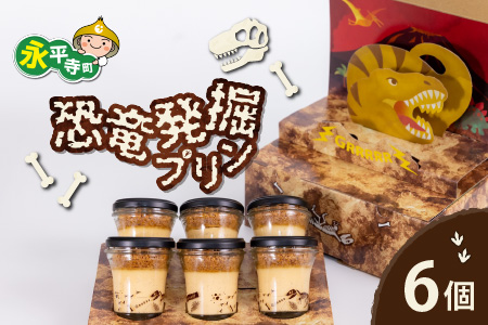 恐竜発掘プリン 特製ギフトボックス（6個入り）冷凍　プリン 図鑑付　B-026032