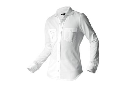 DJS-001 decollouomo メンズパイロットシャツ長袖（生地／コンコルド）ピュアホワイト／XLサイズ