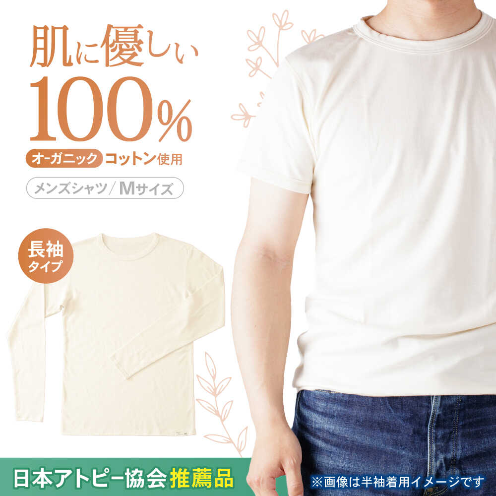 【ふるさと納税】オーガニックコットンTシャツ長袖メンズ(Mサイズ)・日本アトピー協会推薦品 / Tシャツ 綿 メンズ コットン オーガニックコットン / 諫早市 / 株式会社美泉 [AHAP003]