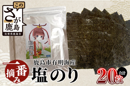 B-472 一番摘み海苔！塩のり 全形10枚入り×2袋 | 計 全形20枚 |佐賀県 有明海産【数量限定】佐賀県 鹿島市産 有明海産 初摘み 海苔 のり 塩のり 鹿島市 送料無料 