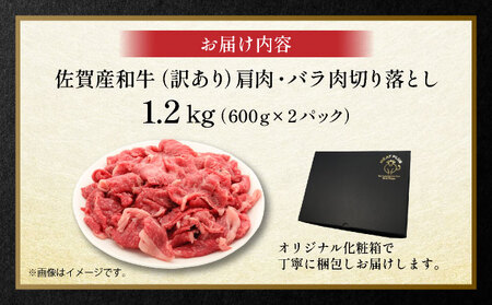 訳あり！佐賀産和牛切り落とし　1.2kg(600ｇ×2ｐ）