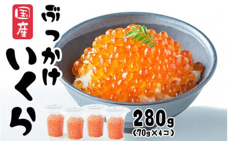 ＼TVで紹介されました／ いくら醤油漬け 280g (70g×4パック) 国産 鮭卵 冷凍 最上級グレード 3特 【 お試し ikura 鮭 鮭卵 醤油 海鮮 魚卵 人気 醤油漬け 】 RT1964
