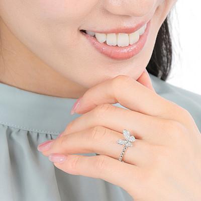 ふるさと納税 山梨県 0.2ct  蝶々　ダイヤリング　R3683DI-P2　#12 |  | 02