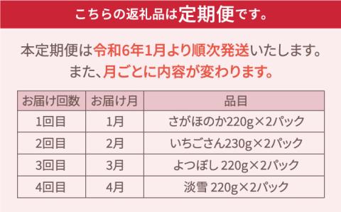 【先行予約】【全4回定期便】いちご4品種食べ比べ白いちごなど希少品種も！【岸川農園】 [IAP011]