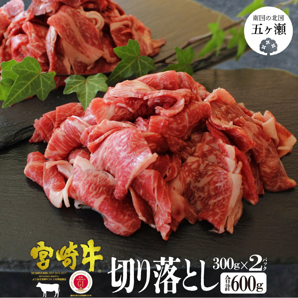 【ふるさと納税】 宮崎牛 切り落とし 600g ( 300g × 2 ) | 肉 牛肉 ブランド 肉 焼肉 切り落とし 黒毛和種 肉質等級 A4 A5 ブランド牛 バーベキュー BBQ 宮崎 五ヶ瀬