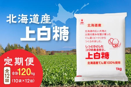 【12回定期便】ホクレンの上白糖1kg×10袋【 定期便 てん菜  北海道産 砂糖 お菓子 料理 調味料 ビート お取り寄せ 北海道 清水町  】_S012-0088