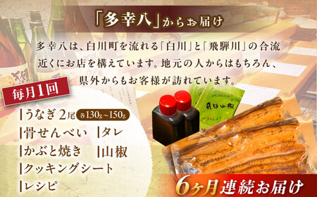 【6回定期便】【備長炭】 国産 うなぎの蒲焼 2尾セット 鰻 ウナギ タレ付き 白川町 / 多幸八 [AWBL011]