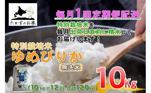 【 12回定期便 】 ゆめぴりか （ 無洗米 ） 約10kg （ 約10kg × 1袋 ） 米 ブランド米 ごはん 鷹栖町産 国産 定期便 定期配送 【 2026年10月上旬発送開始予定 】