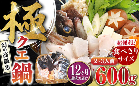 【全12回定期便】対馬 産 クエ 鍋 セット 600g (2〜3人前)《対馬市》【対馬地域商社】九州 長崎 海鮮  九州 長崎 [WAC035]冷凍 新鮮 くえ 鍋セット 海の幸 クエ 下処理 冷凍 新鮮 小分け 海産物 九州 長崎 唐揚げ からあげ 天ぷら てんぷら 煮付け 5人前 クエ鍋 対馬 定期便 毎月届く