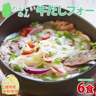 ふるさと納税 盛岡市 めんこいめん 牛だしフォー 6食  米粉 農事組合法人となん 岩手県 盛岡市