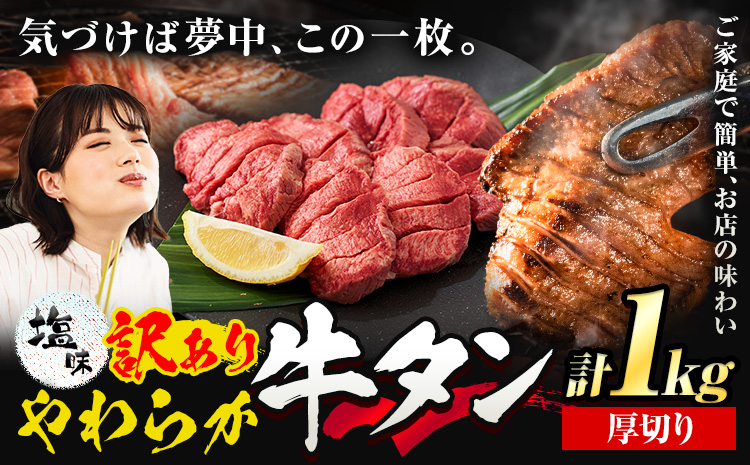 牛タン 厚切り 塩味 1kg 500g×2袋 《30日以内に出荷予定(土日祝除く)》牛肉 肉 牛 たん タン 牛たん 焼くだけ 訳あり 焼肉 焼き肉 熊本県 山江村 厚切り BBQ タン下 塩牛タン 冷凍 味付け肉 一番人気 塩味 お取り寄せ
