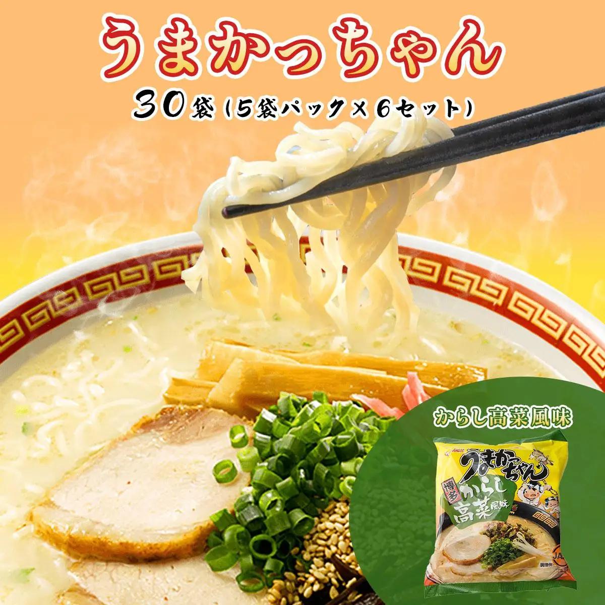 寄附額改定↓ うまかっちゃん からし高菜風味 30袋（5袋パック×6セット）