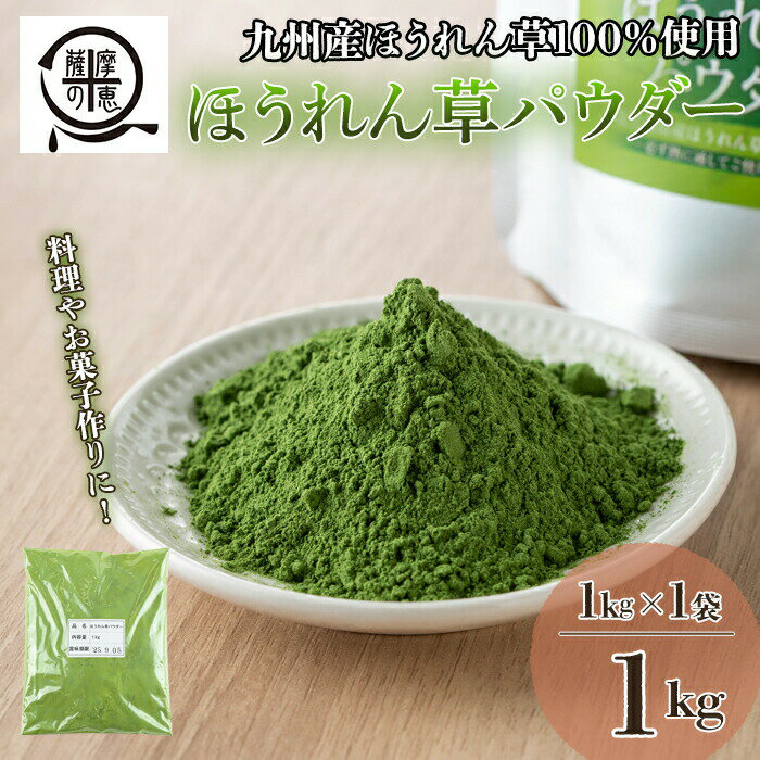 【ふるさと納税】 野菜100%パウダー ほうれん草（九州産）1kg【株式会社オキス】