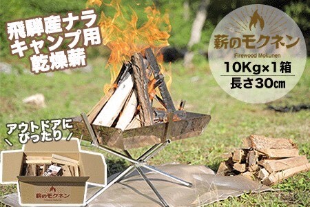 ＼キャンプ用薪／火持ちの良い広葉樹!! 飛騨産ナラ薪 乾燥薪（10kg）1箱 【薪のモクネン】【88-1】