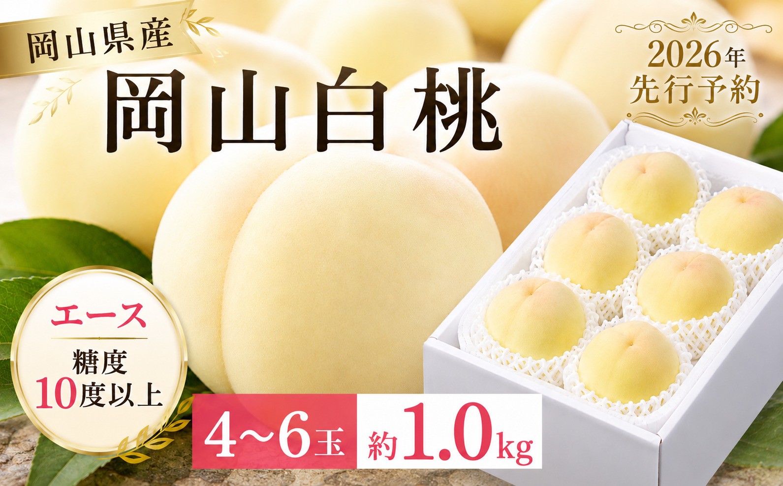 岡山県産 岡山白桃 エース 4〜6玉 約1kg