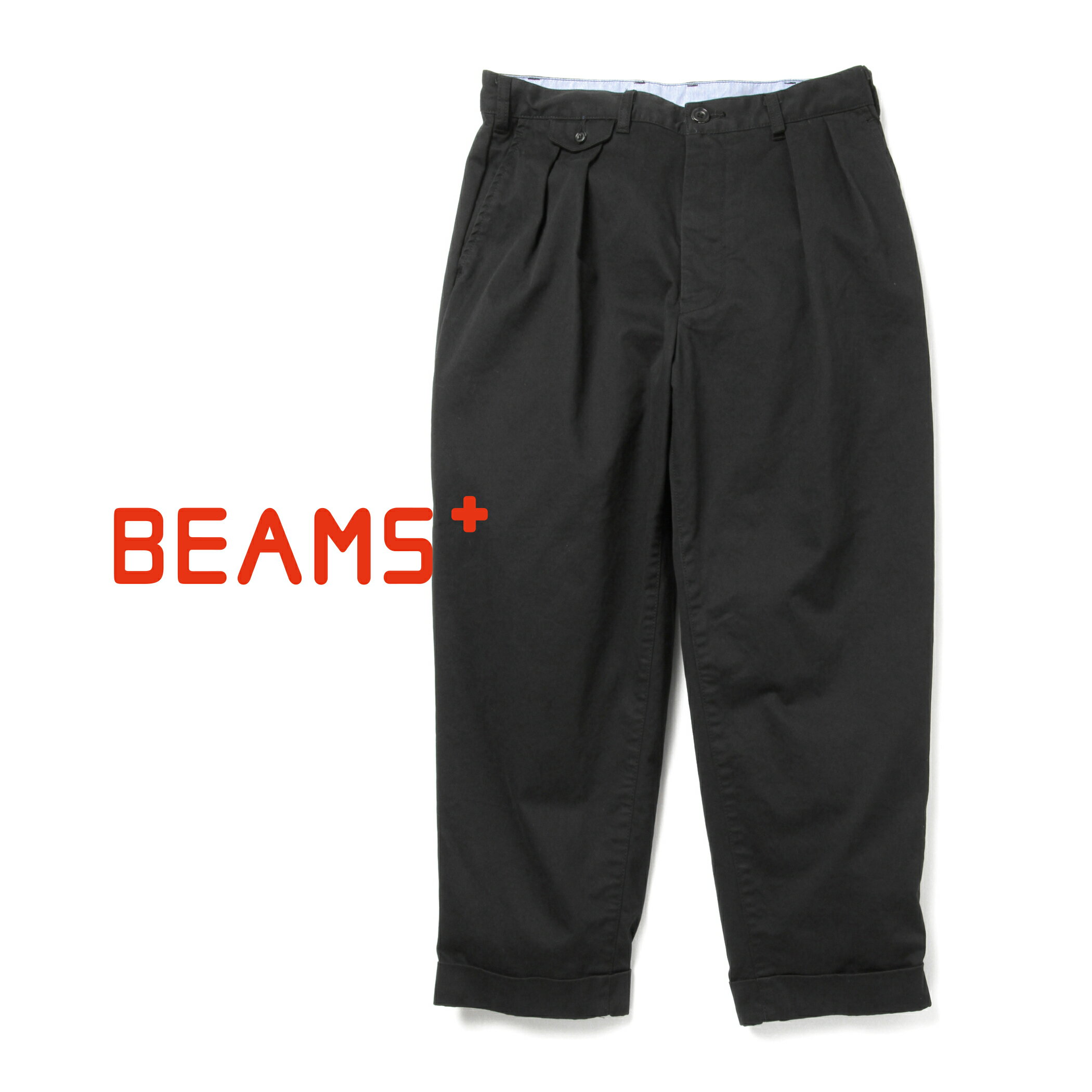 【ふるさと納税】 BEAMS PLUS 2プリーツ ツイル パンツ 【 選べる サイズ 】 BLACK カラー XS S M L XL ビームス ワイド チノ カジュアル スポーティ ファッション ブラック 黒 北海道 札幌市