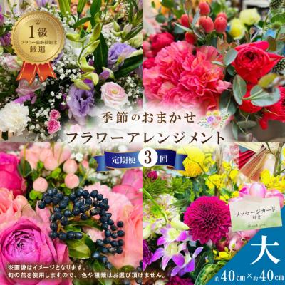 ふるさと納税 四万十市 【3回定期便】＜1級フラワー装飾技能士厳選＞季節のおまかせフラワーアレンジメント【生花】(大)26