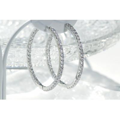 ふるさと納税 昭和町 【1.0ct】K18WG　ダイヤモンド中折れフープピアス【27mm】 |  | 01