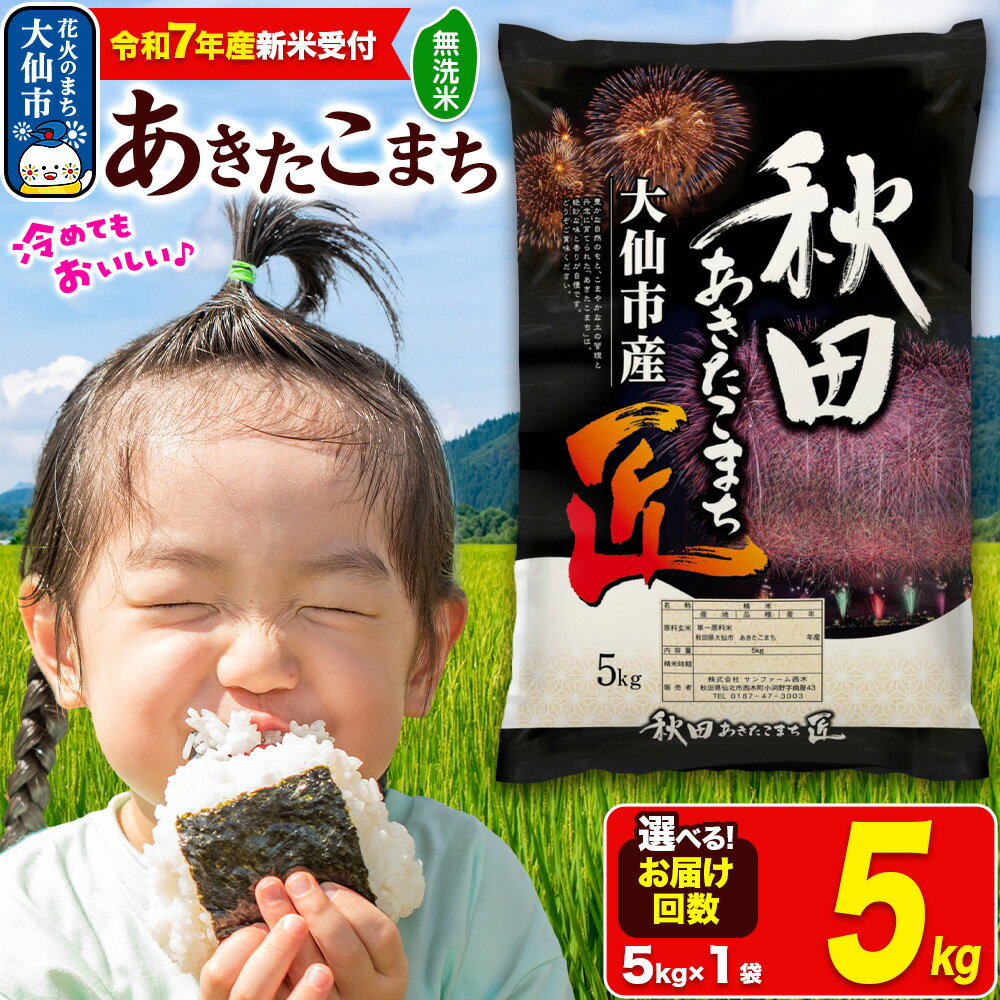 【ふるさと納税】＜令和7年産 新米受付＞米【無洗米】秋田県大仙市産 あきたこまち 精米 5kg 令和7年産【選べるお届け回数】