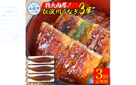 【3回定期便】仁淀川特大肉厚うなぎ3尾セット 定期コース 3ヶ月 タレ付き うなぎ 鰻 ウナギ 国産 蒲焼き かば焼き 1尾200g超え 仁淀川 太化うなぎ 養殖 おいしい 人気 冷凍 夏