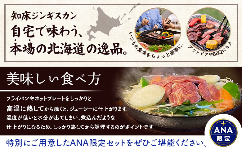 【ANA限定】知床ジンギスカン店「そら」知床ジンギスカン味付き「塩ダレ」ラム肩ロース600g（300g×2）【16003BA0101】