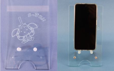 わ！ガラス色のかわいい「おおつ光ルくん」スマホスタンド