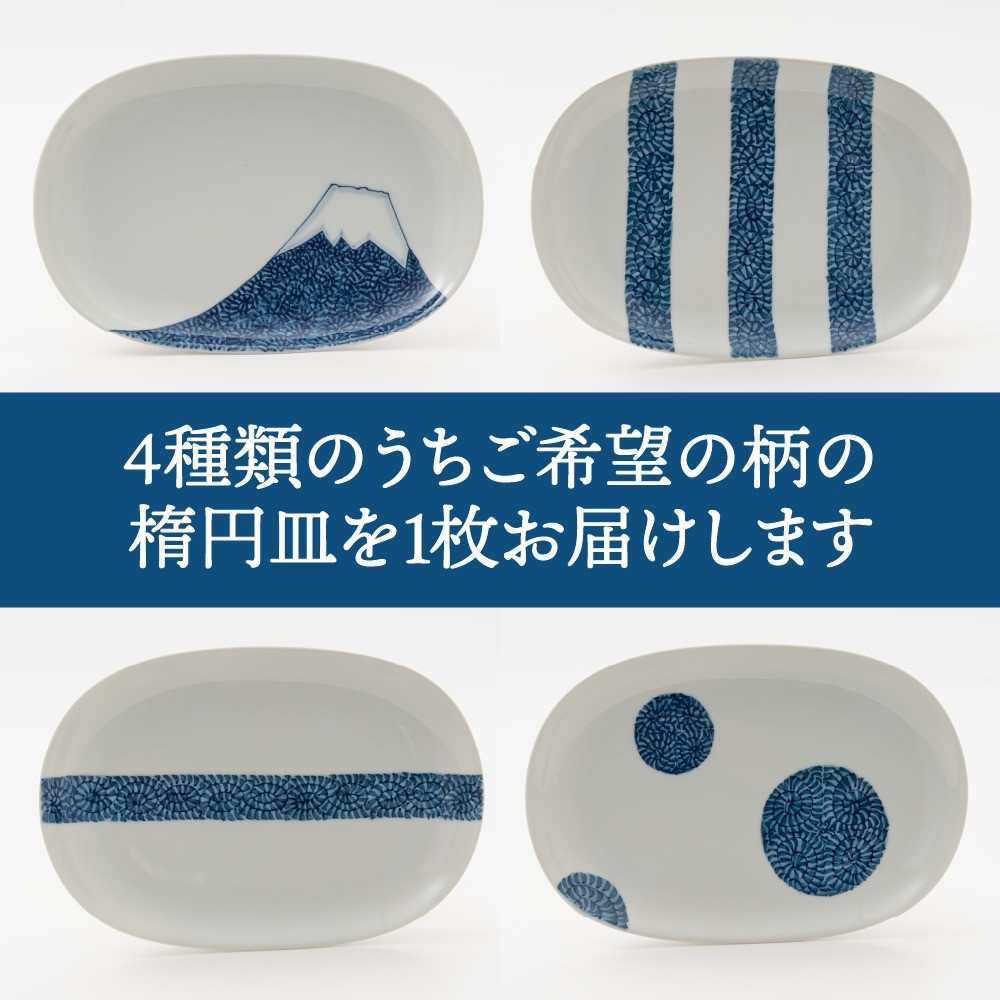 【伊万里焼】縁起物 濃タコ唐草 楕円皿1枚 H623