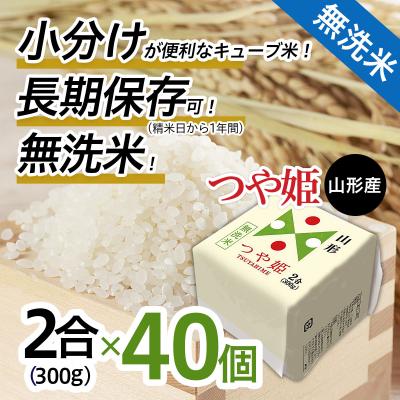 ふるさと納税 山形市 山形産 無洗米キューブ米つや姫300g×40個 FY25-896