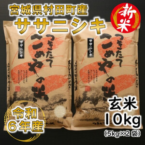 【新米】令和6年産 ササニシキ 玄米10kg(5kg×2) 宮城県村田町産【1217476】