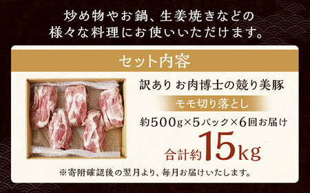 【全6回定期便】【訳あり】長崎県産「競り美豚」モモ 切り落とし 2.5kg (500g×5パック)