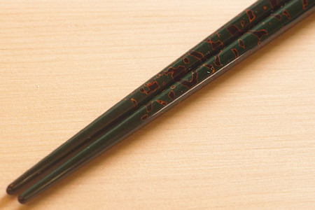 津軽塗 唐塗箸（唐塗 緑・中箸）