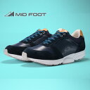 【ふるさと納税】MIDFOOT ( ミッドフッド ) 紳士靴 レザースニーカー MF001JM ( ネイビー ) 4E　【 ファッション 靴 シューズ スニーカー メンズ 】 【 お洒落 レザーシューズ エコレザー 快適 履き心地 】　ファッション・靴・シューズ・ファッション・服・男性・メンズ