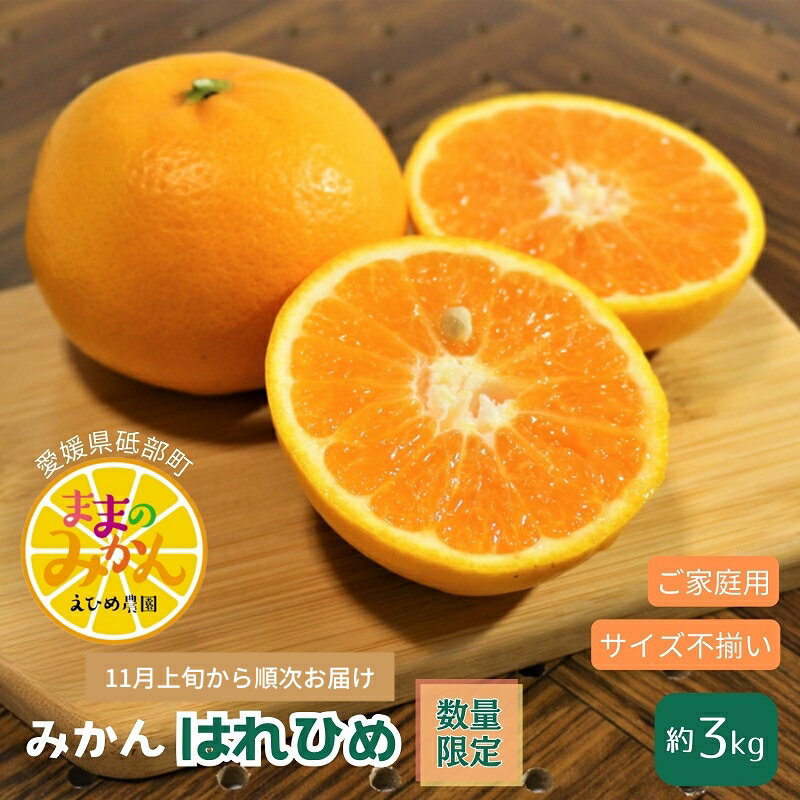【ふるさと納税】【数量限定　先行予約】訳ありはれひめサイズ不揃い約3キロ家庭用 11月上旬頃～順次発送〈産地直送　愛媛県　甘い　みかん　フルーツ〉　お届け：2025年11月上旬～2026年1月上旬