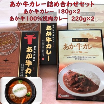 あか牛カレー詰め合わせセット あか牛カレー180g×2あか牛100%挽肉カレー220g×2　南阿蘇村【1431621】