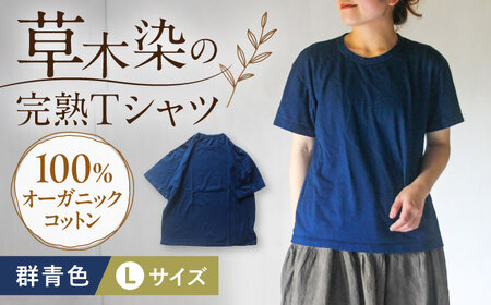 オーガニックコットン 完熟Tシャツ　【群青色】Lサイズ / オーガニック コットン 綿100　手染め 草木染め Ｔシャツ 半袖 トップス ファッション インナー 女性用 レディース 男性用 メンズ ユニセックス 男女兼用 ギフト 贈答 プレゼント / 大村市 / ISTIST[ACZW056-3]