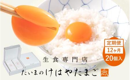 たいまのけはやたまご　20個入　12ヶ月定期便　／　定期便　たまご　生卵　奈良県　葛城市【tegg-tkb003】