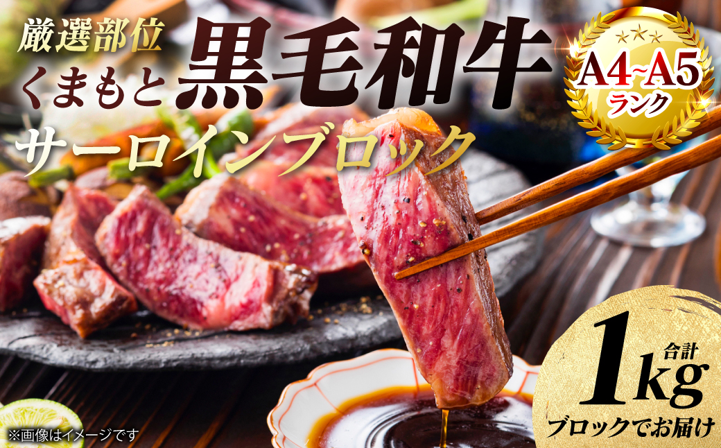 【A4～A5ランク】 【厳選部位】 くまもと黒毛和牛 サーロイン ブロック 1kg 和牛 牛肉 お肉 黒毛和牛 冷凍 焼肉 BBQ おかず 熊本県 八代市